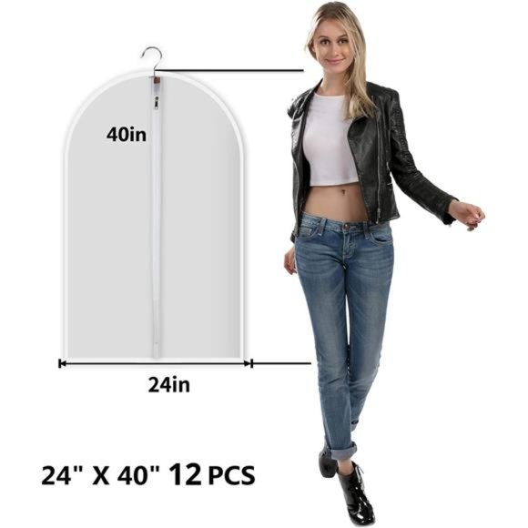 Clear Garment Bags Clothes Covers Protecting Dusts (Set of 12) for Storage Bags - Picture 2 of 7